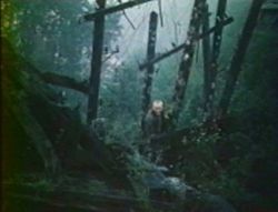 Photogramme - Poteau 2 : Stalker, Plan 48. Au retour du Stalker dans l'avant-Zone, une partie d'un poteau se détache et tombe.